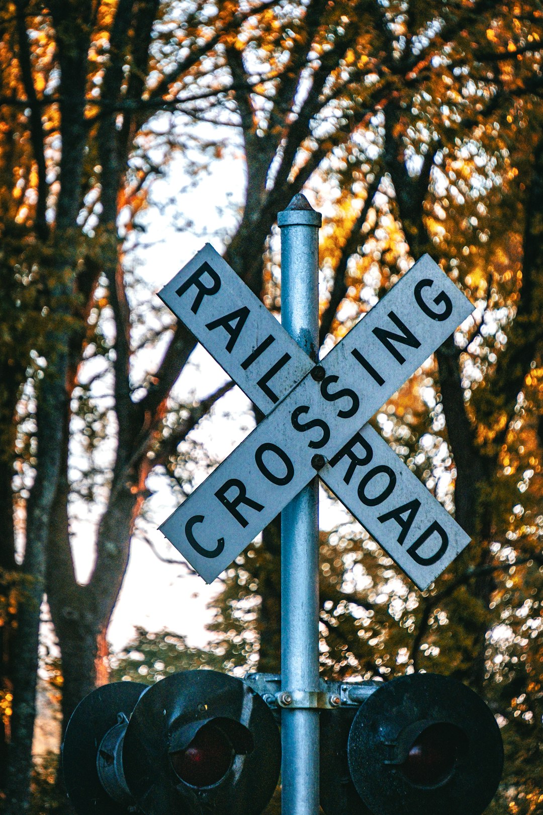 Railroad crossing representing diverging paths