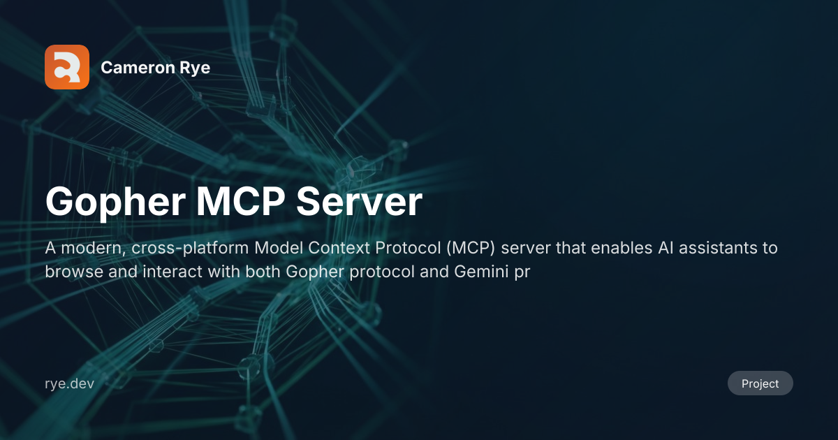 Gopher MCP Server | Cameron Rye