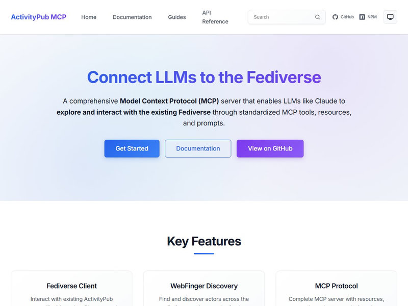 ActivityPub MCP Server interface showing Fediverse integration